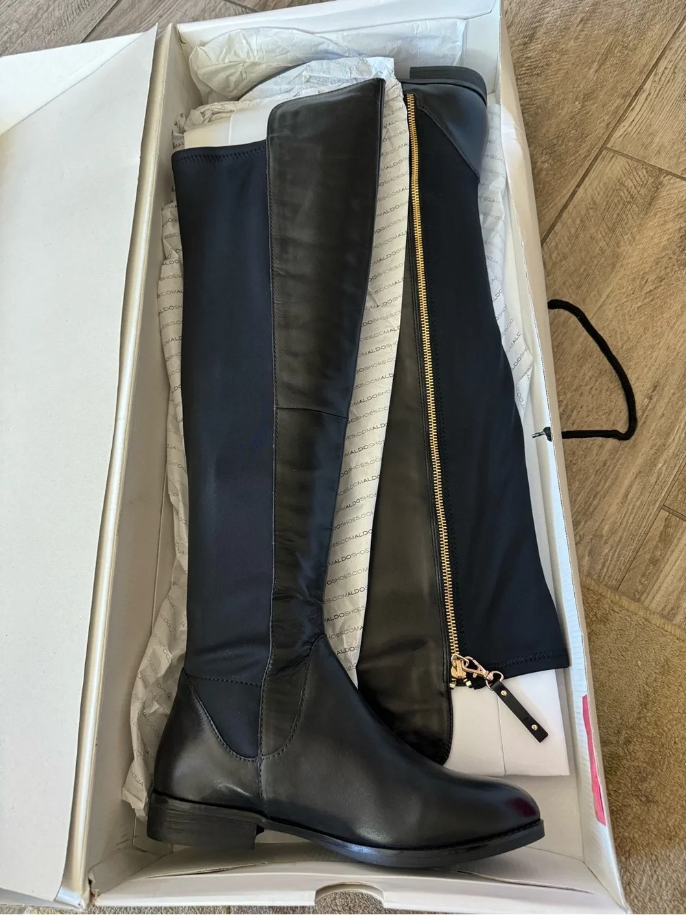Black Over-the-Knee Zip Riding Boots